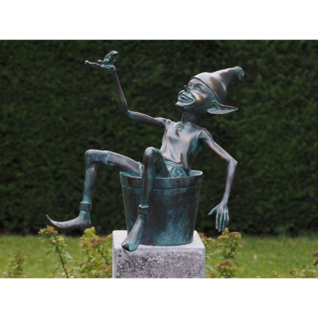Décoration Statuette bronze personnage Statuette pixie avec un seau bronze -AN1335BR-V