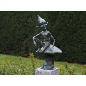 Statuette pixie sur un champignon bronze -AN1337BR-V