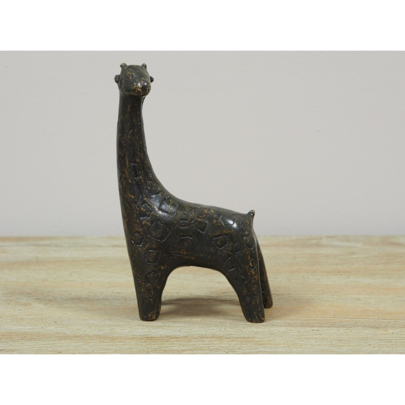 Décors Animaux en Bronze Statuette bronze petite girafe 17cm