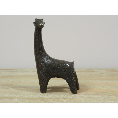 Décors Animaux en Bronze Statuette bronze petite girafe 17cm