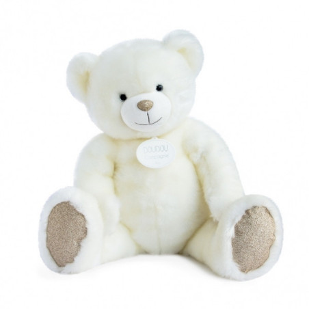 Animaux-Bois-Animaux-Bronzes propose Peluche Ours collection 60 cm - blanc histoire d'ours -DC3410