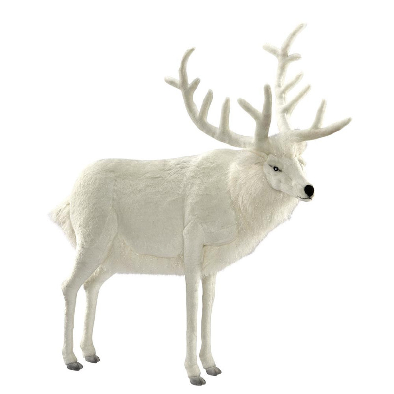 Décoration animaux Automate renne blanc 120cmh/100cml (5924) peluche animalière -0279