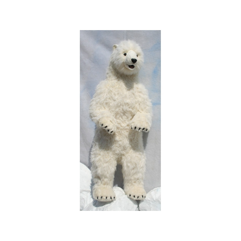 Décoration animaux Automate loup blanc à 4 pattes peluche animalière -0365