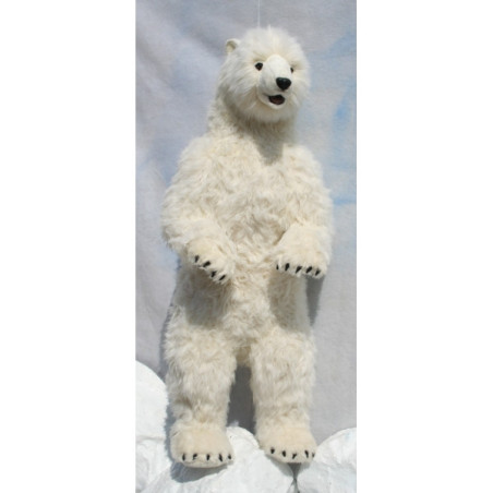Décoration animaux Automate loup blanc à 4 pattes peluche animalière -0365