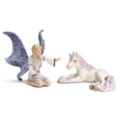 Animaux de la ferme Figurine Schleich Elfes Lindariel avec poulain licorne -70424