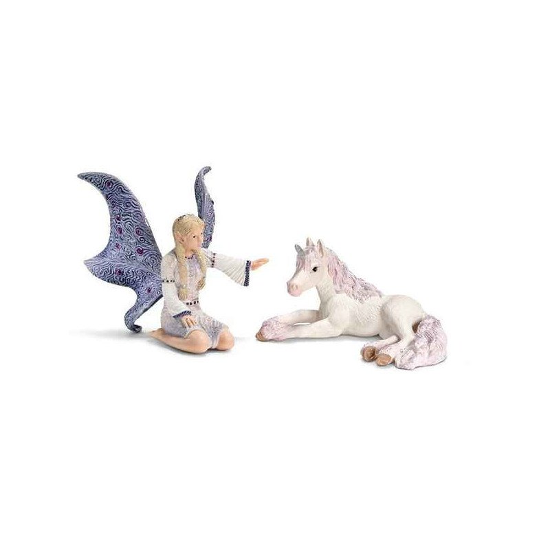 Animaux de la ferme Figurine Schleich Elfes Lindariel avec poulain licorne -70424