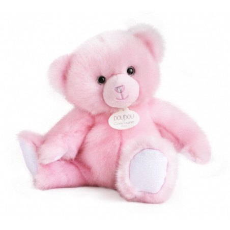 Animaux-Bois-Animaux-Bronzes propose Peluche Ours collection 30 cm - rose sorbet-la peluche par doudou et compagnie -la peluche 