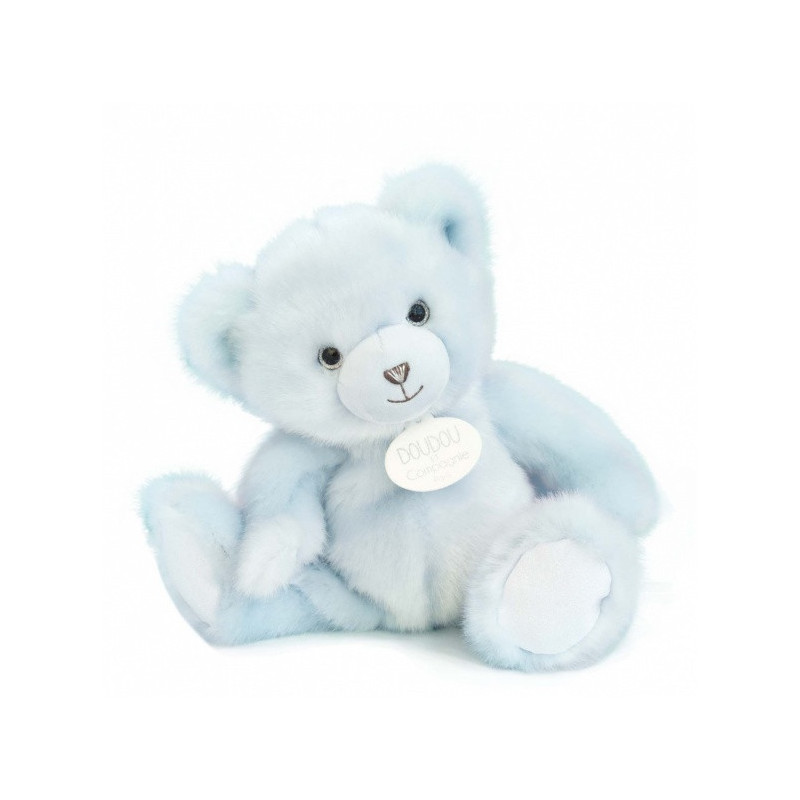 Animaux-Bois-Animaux-Bronzes propose Peluche Ours collection 30 cm - bleu glacé-la peluche par doudou et compagnie histoire d'ou