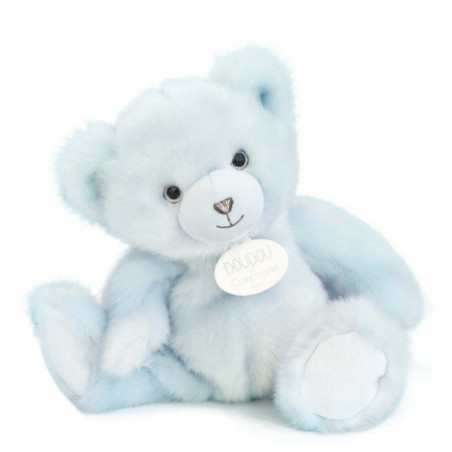 Animaux-Bois-Animaux-Bronzes propose Peluche Ours collection 30 cm - bleu glacé-la peluche par doudou et compagnie histoire d'ou