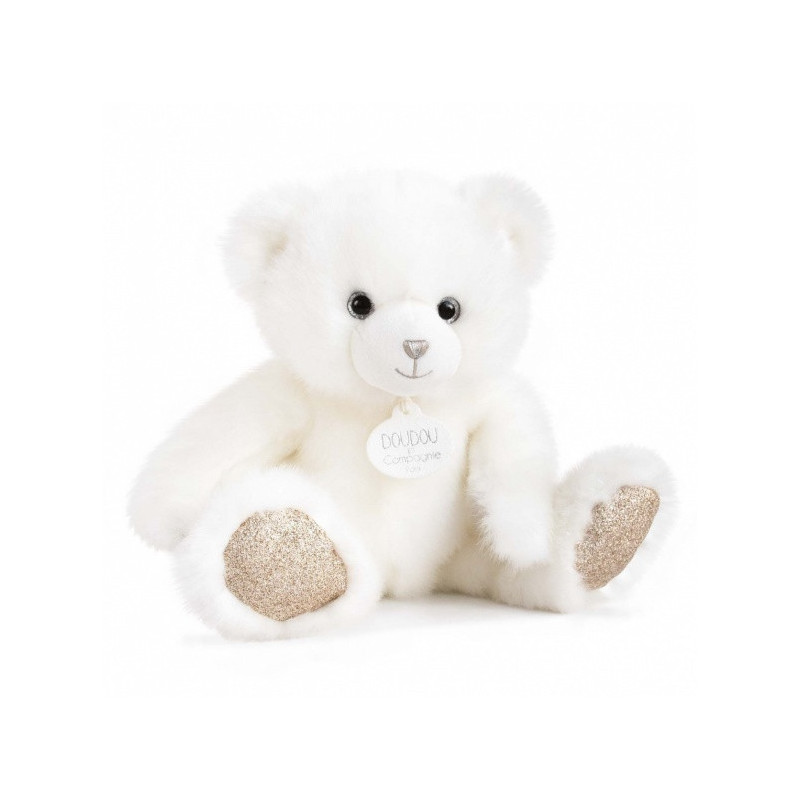 Animaux-Bois-Animaux-Bronzes propose Peluche Ours collection 30 cm - blanc poudré -la peluche par doudou et compagnie histoire d