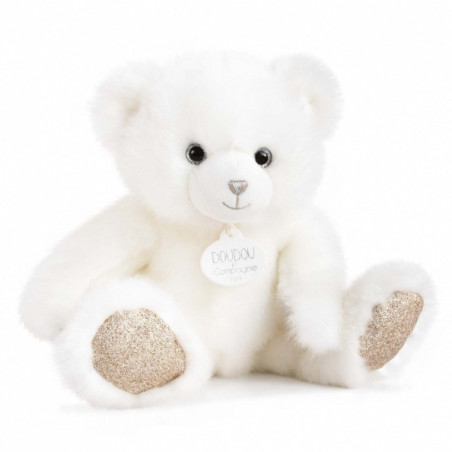 Animaux-Bois-Animaux-Bronzes propose Peluche Ours collection 30 cm - blanc poudré -la peluche par doudou et compagnie histoire d