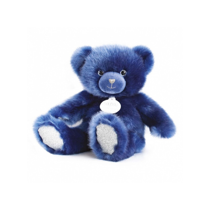 Animaux-Bois-Animaux-Bronzes propose Peluche Ours collection 30 cm - bleu nuit -la peluche par doudou et compagnie histoire d'ou