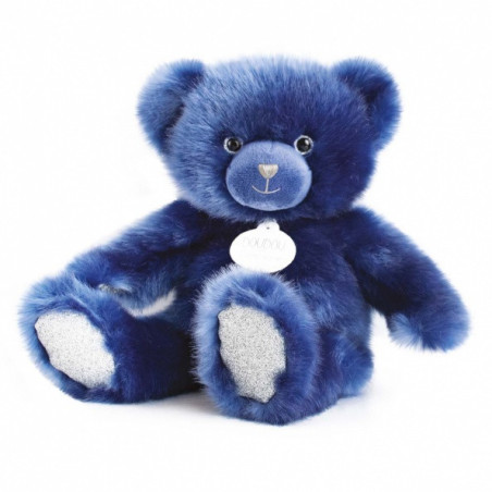 Animaux-Bois-Animaux-Bronzes propose Peluche Ours collection 30 cm - bleu nuit -la peluche par doudou et compagnie histoire d'ou