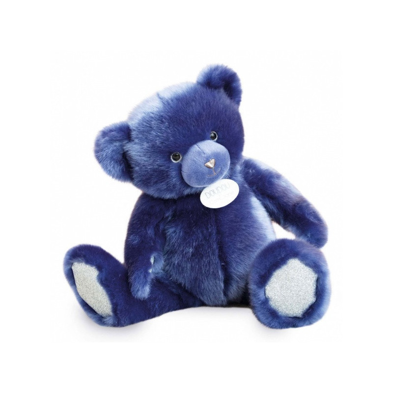 Animaux-Bois-Animaux-Bronzes propose Peluche Ours collection 37 cm - bleu nuit -la peluche par doudou et compagnie histoire d'ou