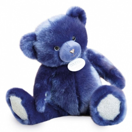 Animaux-Bois-Animaux-Bronzes propose Peluche Ours collection 37 cm - bleu nuit -la peluche par doudou et compagnie histoire d'ou