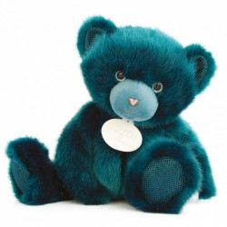 Animaux-Bois-Animaux-Bronzes propose Peluche Ours collection 30 cm - bleu paon-la peluche par doudou et compagnie histoire d'our