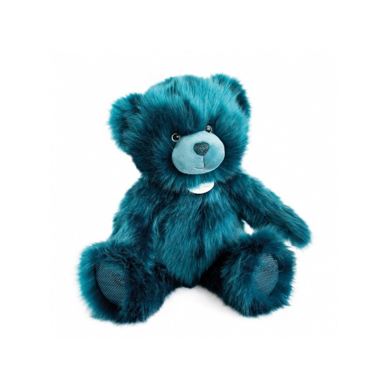 Animaux-Bois-Animaux-Bronzes propose Peluche Ours collection 40 cm - bleu paon-la peluche par doudou et compagnie histoire d'our