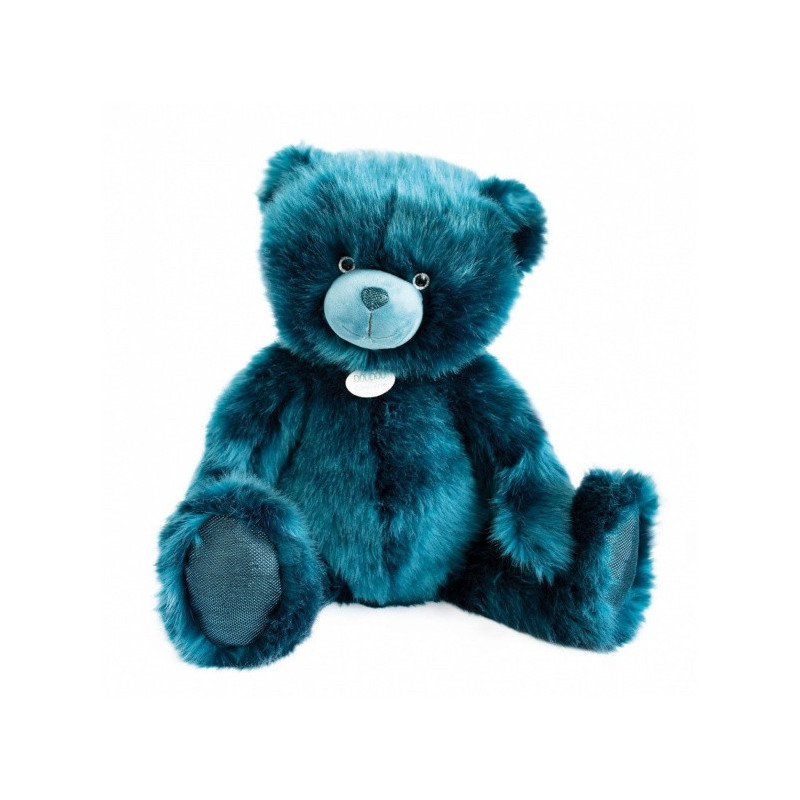 Animaux-Bois-Animaux-Bronzes propose Peluche Ours collection 60 cm - bleu paon-la peluche par doudou et compagnie histoire d'our