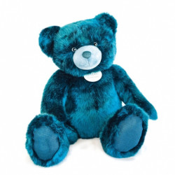 Animaux-Bois-Animaux-Bronzes propose Peluche Ours collection 80 cm - bleu paon-la peluche par doudou et compagnie histoire d'our