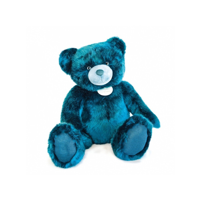 Animaux-Bois-Animaux-Bronzes propose Peluche Ours collection 80 cm - bleu paon-la peluche par doudou et compagnie histoire d'our