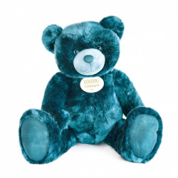 Animaux-Bois-Animaux-Bronzes propose Peluche Ours collection 120 cm - bleu paon-la peluche par doudou et compagnie histoire d'ou (2)