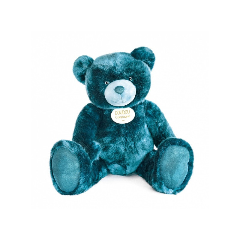 Animaux-Bois-Animaux-Bronzes propose Peluche Ours collection 120 cm - bleu paon-la peluche par doudou et compagnie histoire d'ou