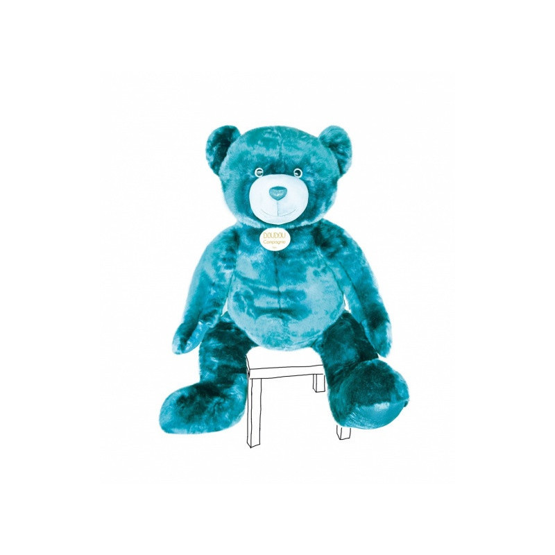 Animaux-Bois-Animaux-Bronzes propose Peluche Ours collection 200 cm - bleu paon-la peluche par doudou et compagnie histoire d'ou