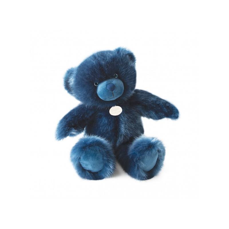 Animaux-Bois-Animaux-Bronzes propose Peluche Ours collection 40 cm - bleu jean-la peluche par doudou et compagnie histoire d'our