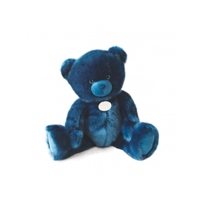 Animaux-Bois-Animaux-Bronzes propose Peluche Ours collection 60 cm - bleu jean-la peluche par doudou et compagnie histoire d'our