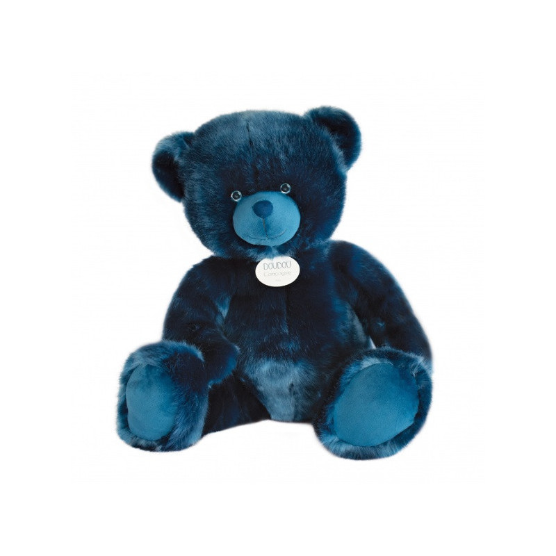 Animaux-Bois-Animaux-Bronzes propose Peluche Ours collection 80 cm - bleu jean-la peluche par doudou et compagnie histoire d'our