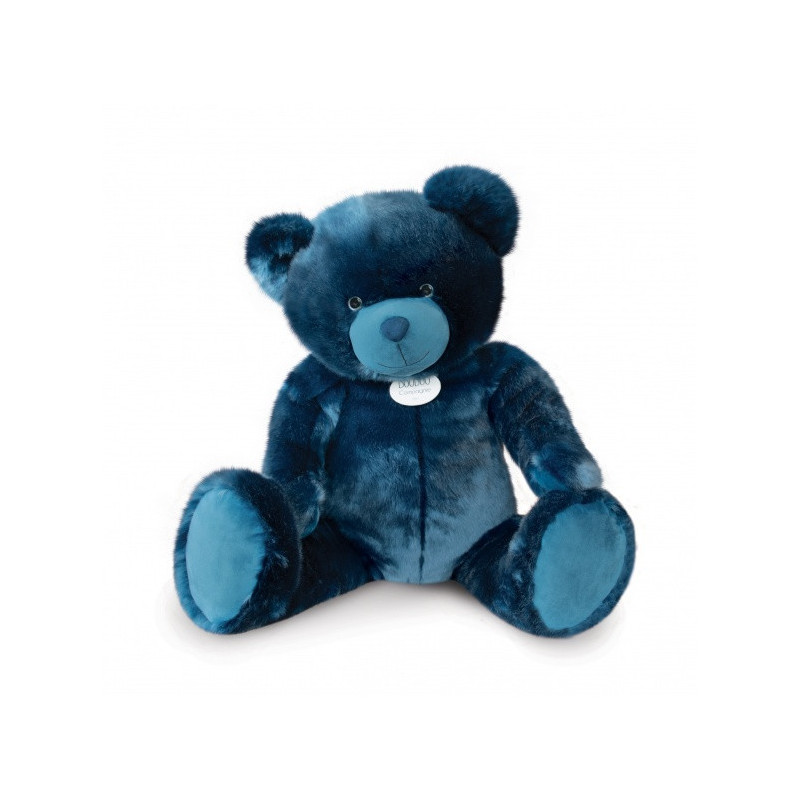 Animaux-Bois-Animaux-Bronzes propose Peluche Ours collection 120 cm - bleu jean-la peluche par doudou et compagnie histoire d'ou