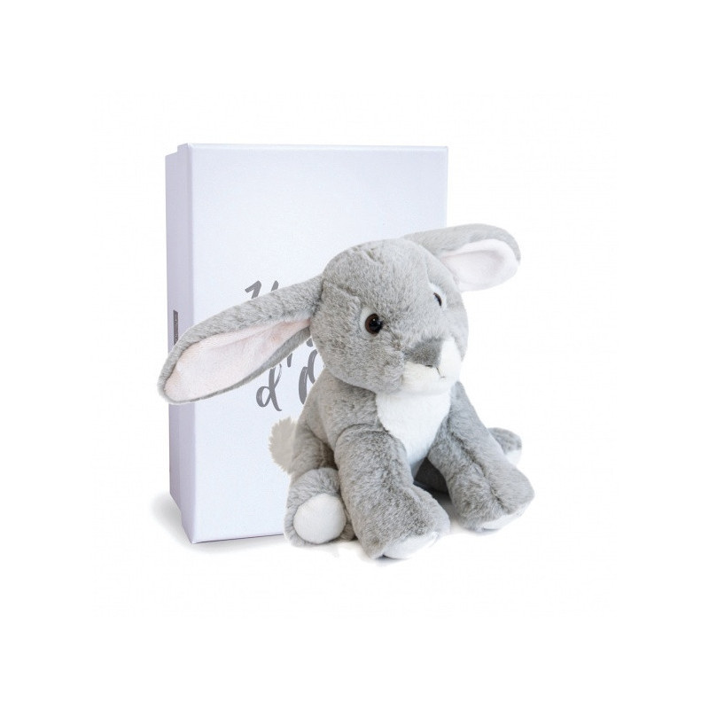 Peluche bébé lapin gris histoire d'ours -2925