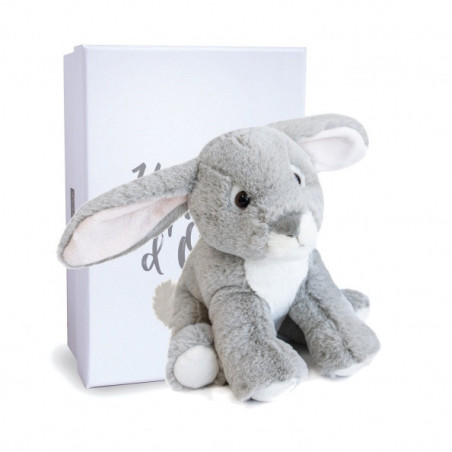 Peluche bébé lapin gris histoire d'ours -2925