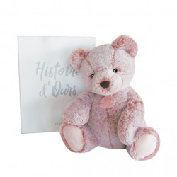 Animaux-Bois-Animaux-Bronzes propose Peluche Ours mousse mm - rose cendré histoire d'ours -3017 (2)