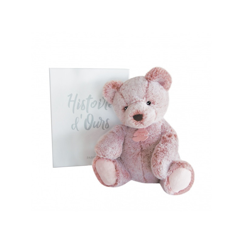 Animaux-Bois-Animaux-Bronzes propose Peluche Ours mousse mm - rose cendré histoire d'ours -3017