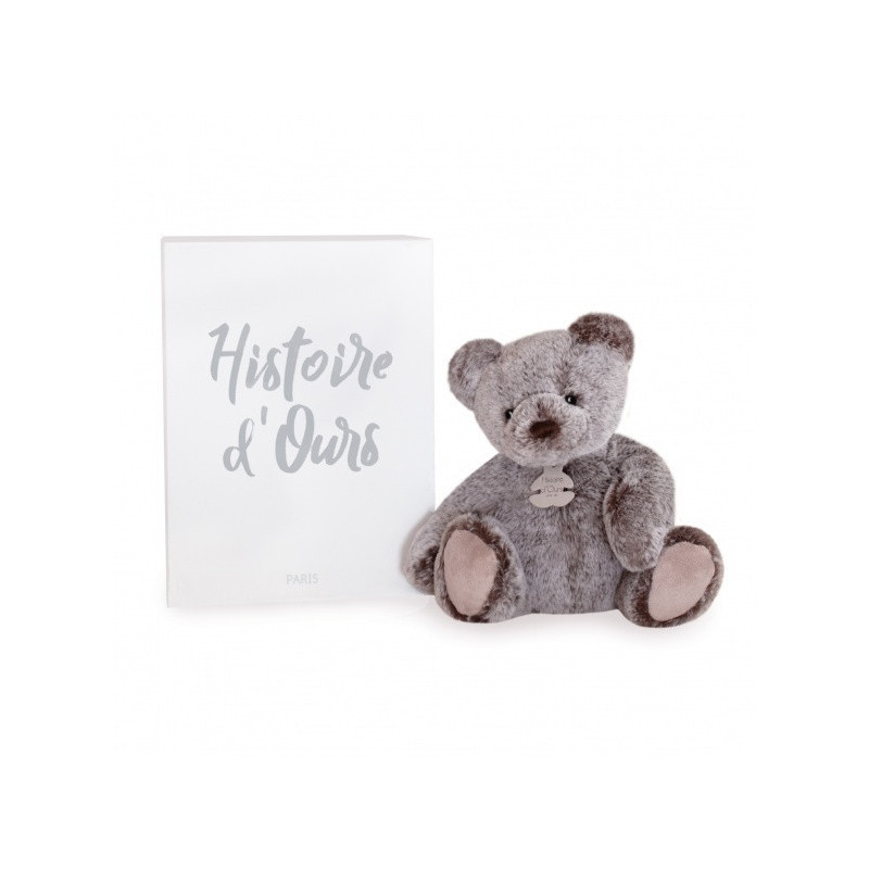 Animaux-Bois-Animaux-Bronzes propose Peluche Ours mousse mm - gris cendré histoire d'ours -3018