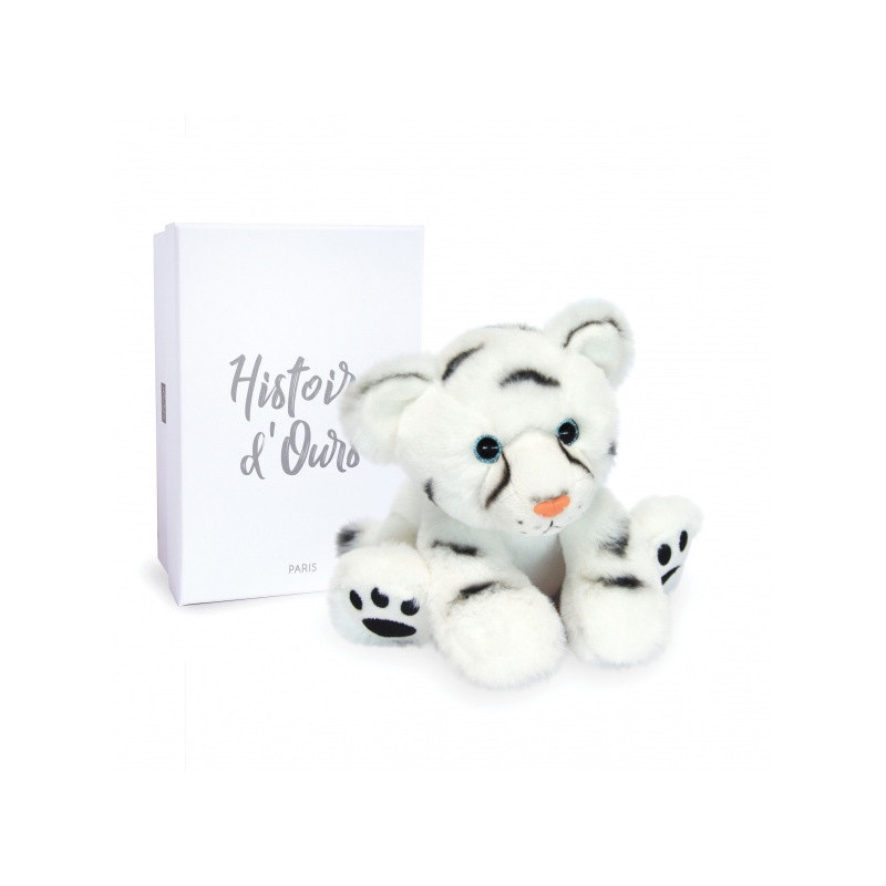 Peluche bébé tigre blanc 18 cm terre sauvage histoire d'ours -3053