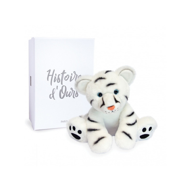 Peluche bébé tigre blanc 25 cm terre sauvage histoire d'ours -3054