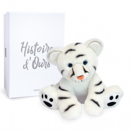 Peluche bébé tigre blanc 25 cm terre sauvage histoire d'ours -3054